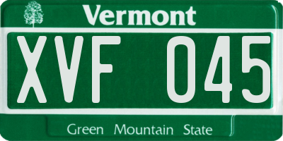 VT license plate XVF045