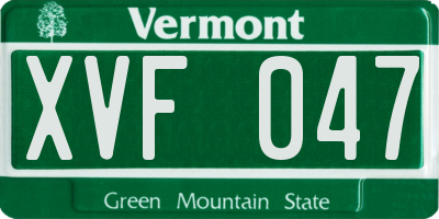 VT license plate XVF047