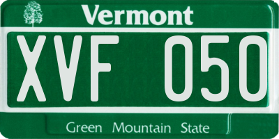VT license plate XVF050