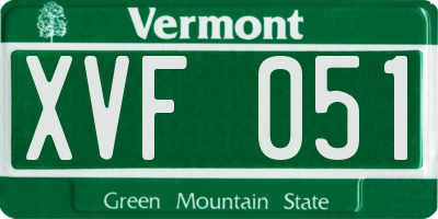 VT license plate XVF051