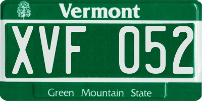 VT license plate XVF052