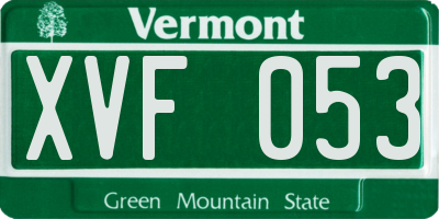 VT license plate XVF053
