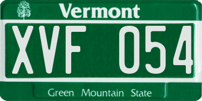 VT license plate XVF054