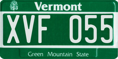 VT license plate XVF055
