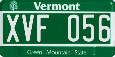 VT license plate XVF056