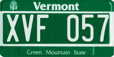 VT license plate XVF057