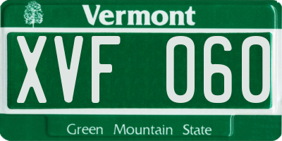 VT license plate XVF060