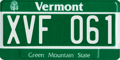 VT license plate XVF061