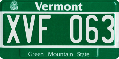 VT license plate XVF063