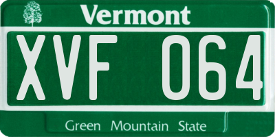 VT license plate XVF064