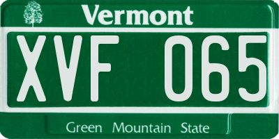 VT license plate XVF065