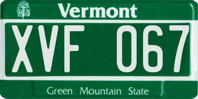 VT license plate XVF067