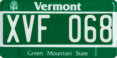 VT license plate XVF068