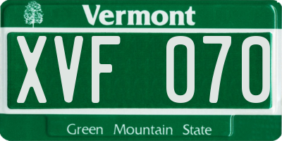 VT license plate XVF070