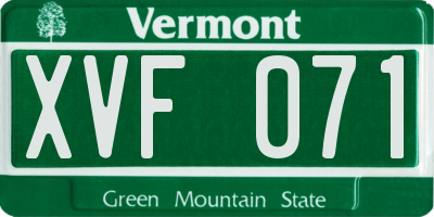 VT license plate XVF071