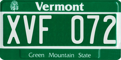 VT license plate XVF072