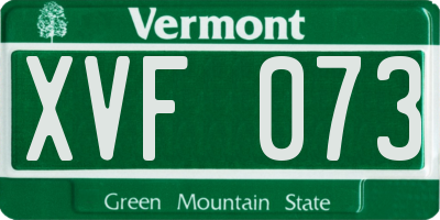 VT license plate XVF073