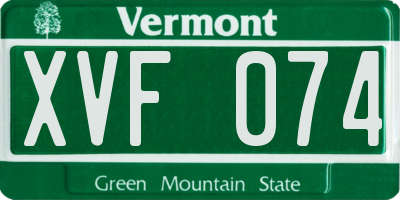 VT license plate XVF074
