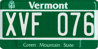 VT license plate XVF076