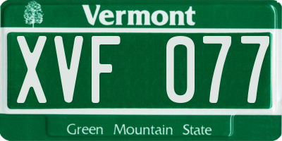 VT license plate XVF077