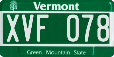 VT license plate XVF078