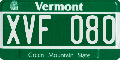 VT license plate XVF080