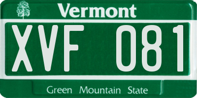 VT license plate XVF081