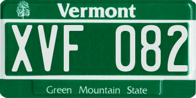 VT license plate XVF082