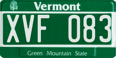 VT license plate XVF083