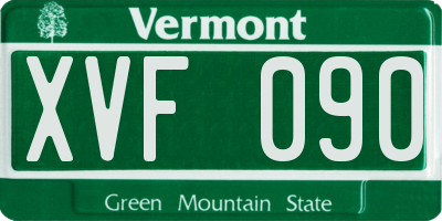 VT license plate XVF090
