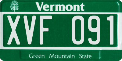 VT license plate XVF091