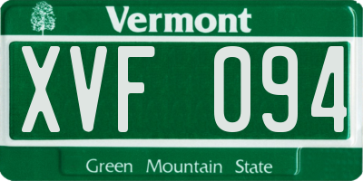 VT license plate XVF094
