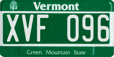 VT license plate XVF096