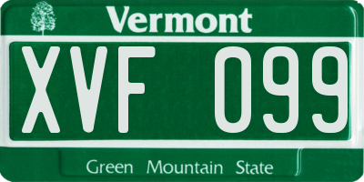 VT license plate XVF099