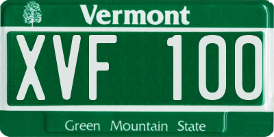 VT license plate XVF100