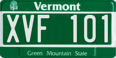 VT license plate XVF101