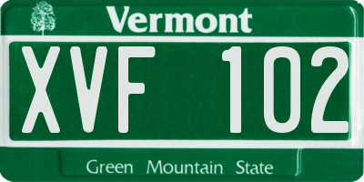 VT license plate XVF102