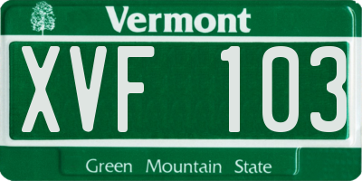 VT license plate XVF103
