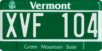 VT license plate XVF104