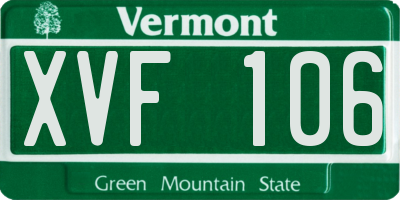VT license plate XVF106