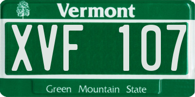 VT license plate XVF107