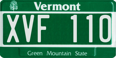 VT license plate XVF110
