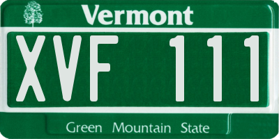 VT license plate XVF111