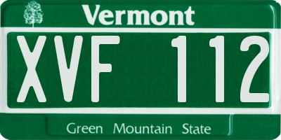 VT license plate XVF112