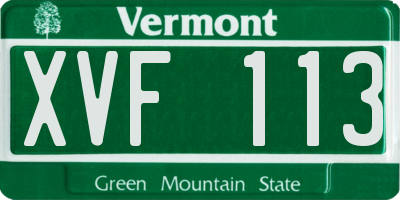 VT license plate XVF113