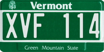 VT license plate XVF114