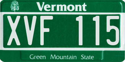 VT license plate XVF115