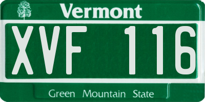 VT license plate XVF116