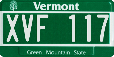 VT license plate XVF117