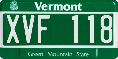 VT license plate XVF118